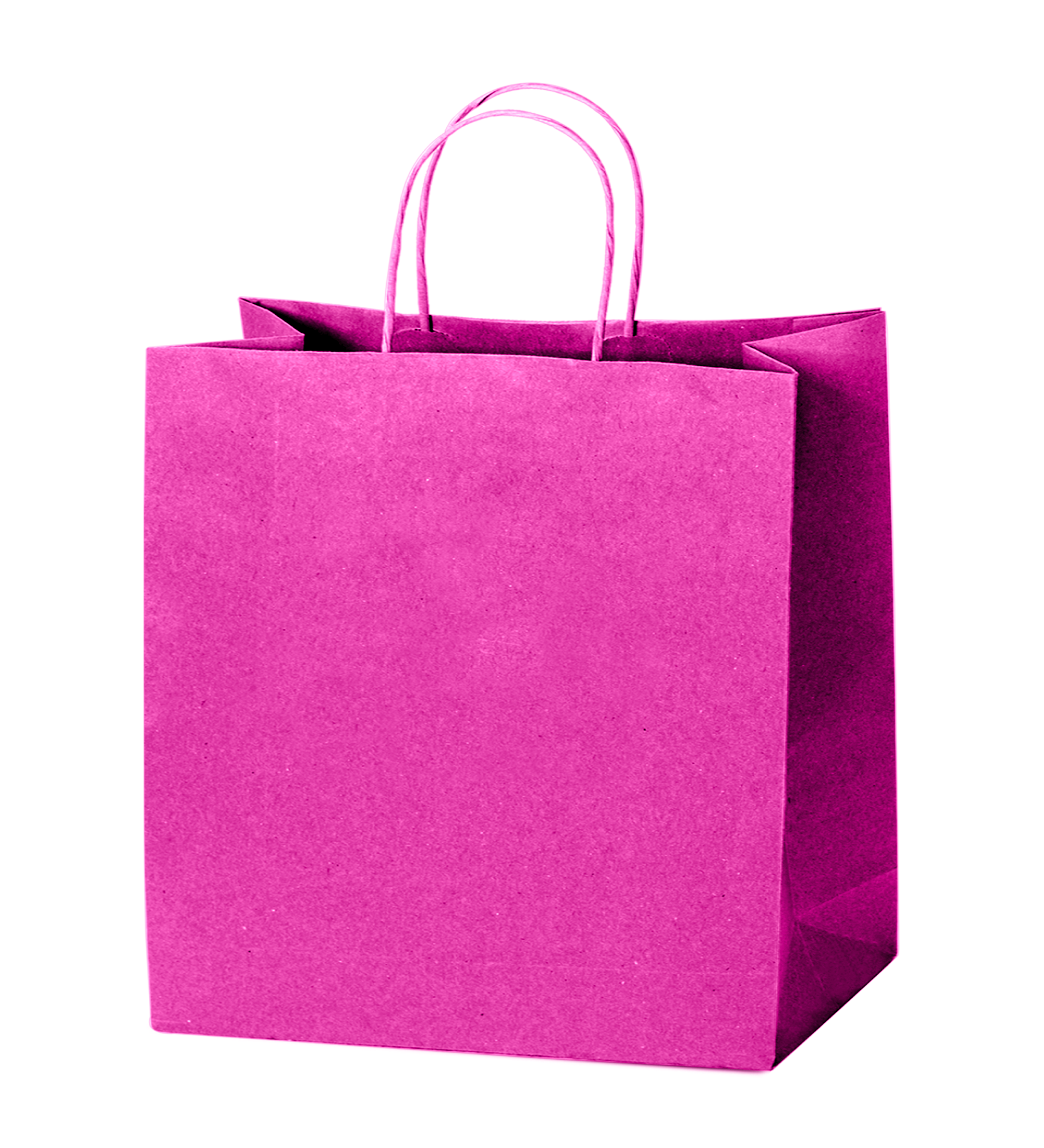 Tinted Color On Hot Pink Kraft Twisted Paper Shopper 17.25 X 6 X 18 IN