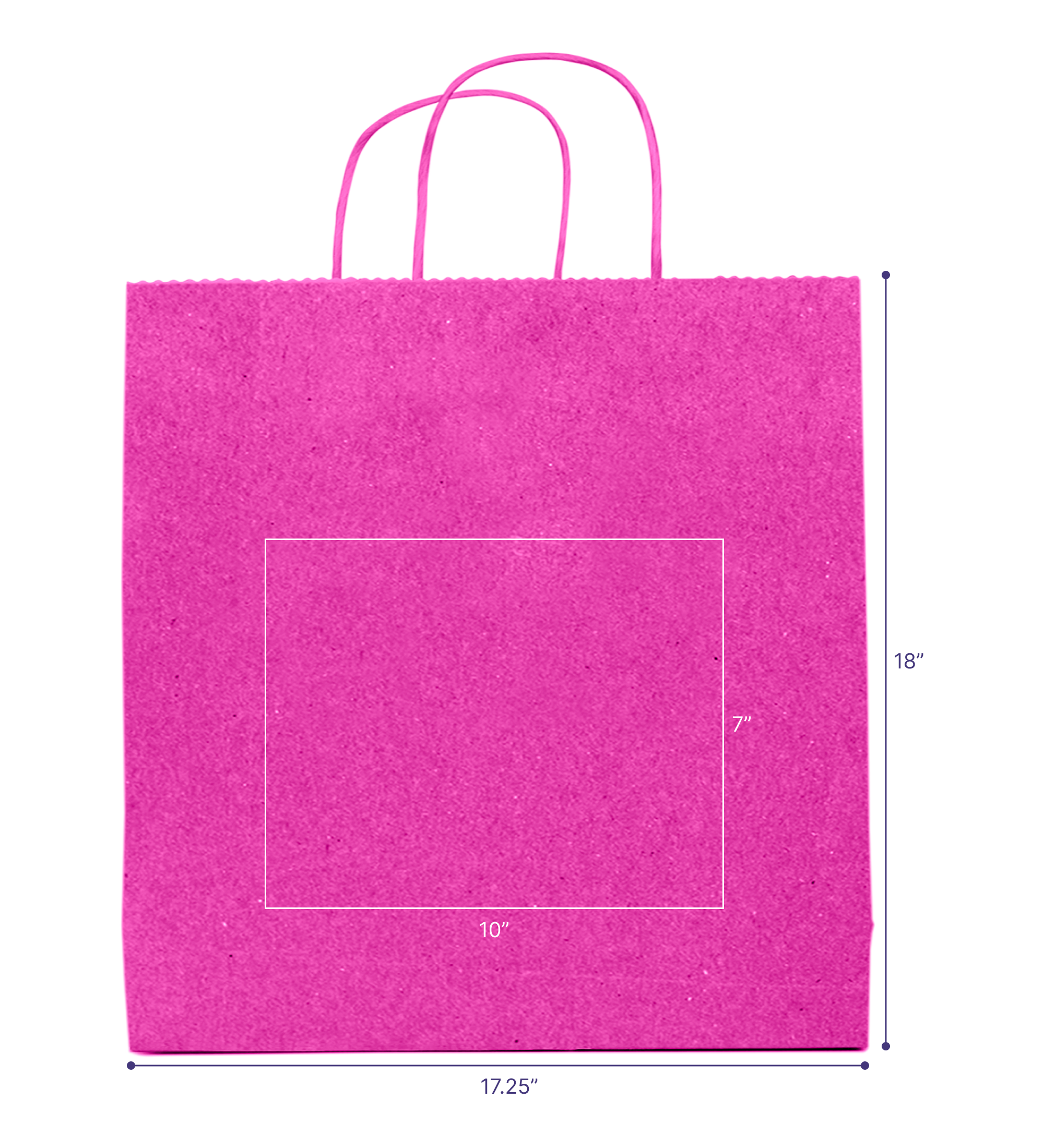 Tinted Color On Hot Pink Kraft Twisted Paper Shopper 17.25 X 6 X 18 IN
