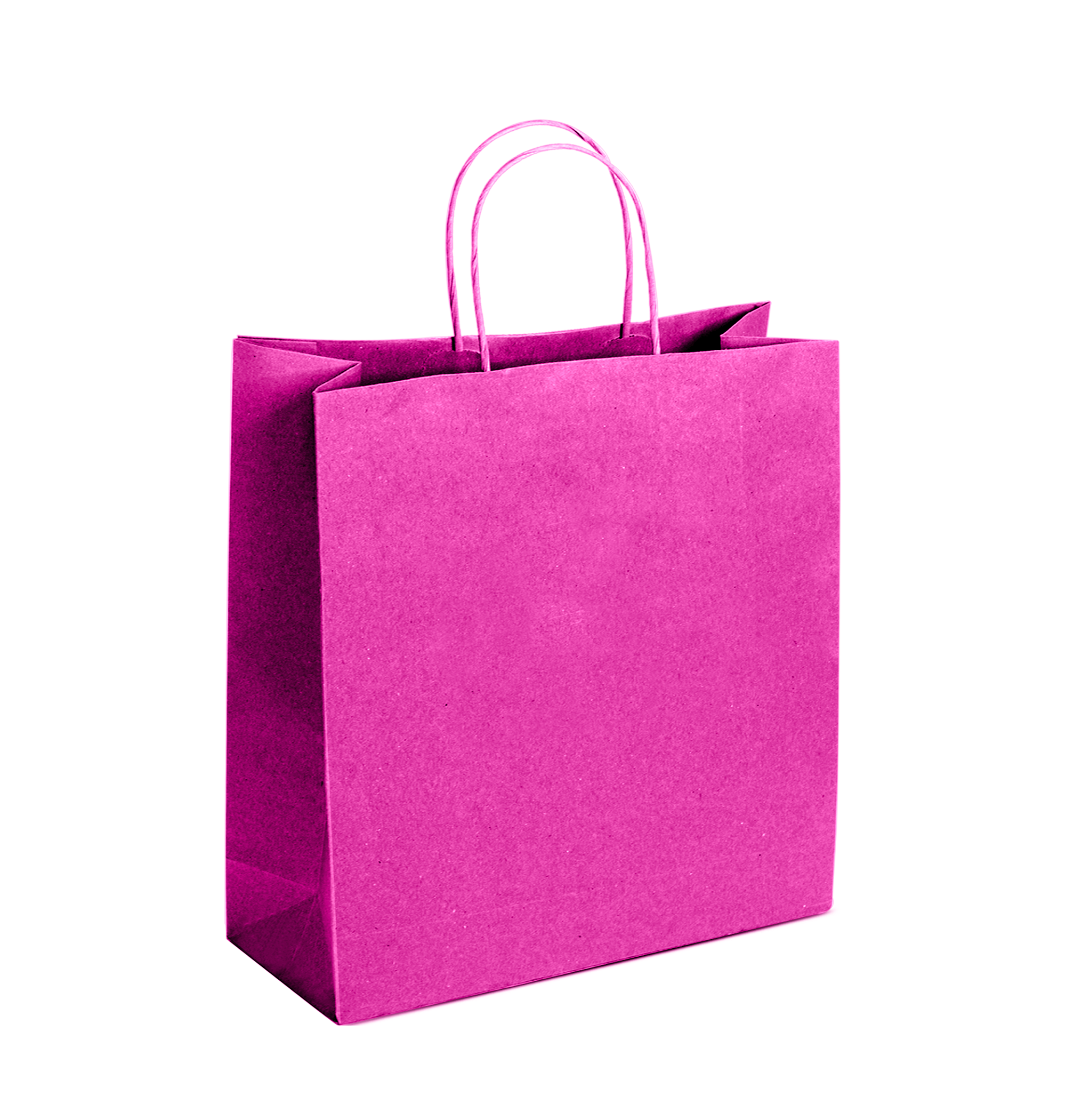 Tinted Color On Hot Pink Kraft Twisted Paper Shopper 9.75 X 4.25 X 12.25 IN