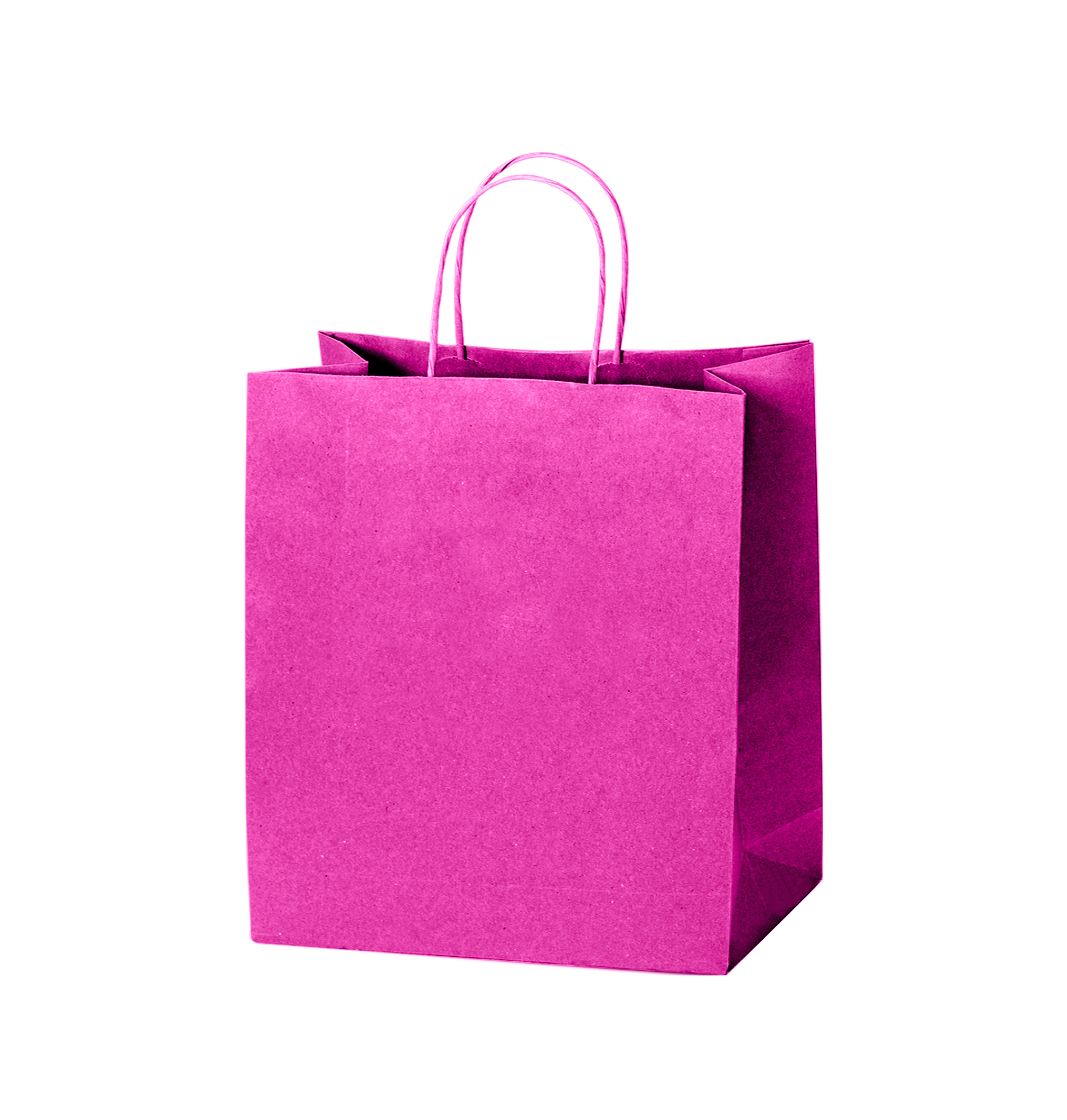 Tinted Color On Hot Pink Kraft Twisted Paper Shopper 8.75 X 3.5 X 9 IN