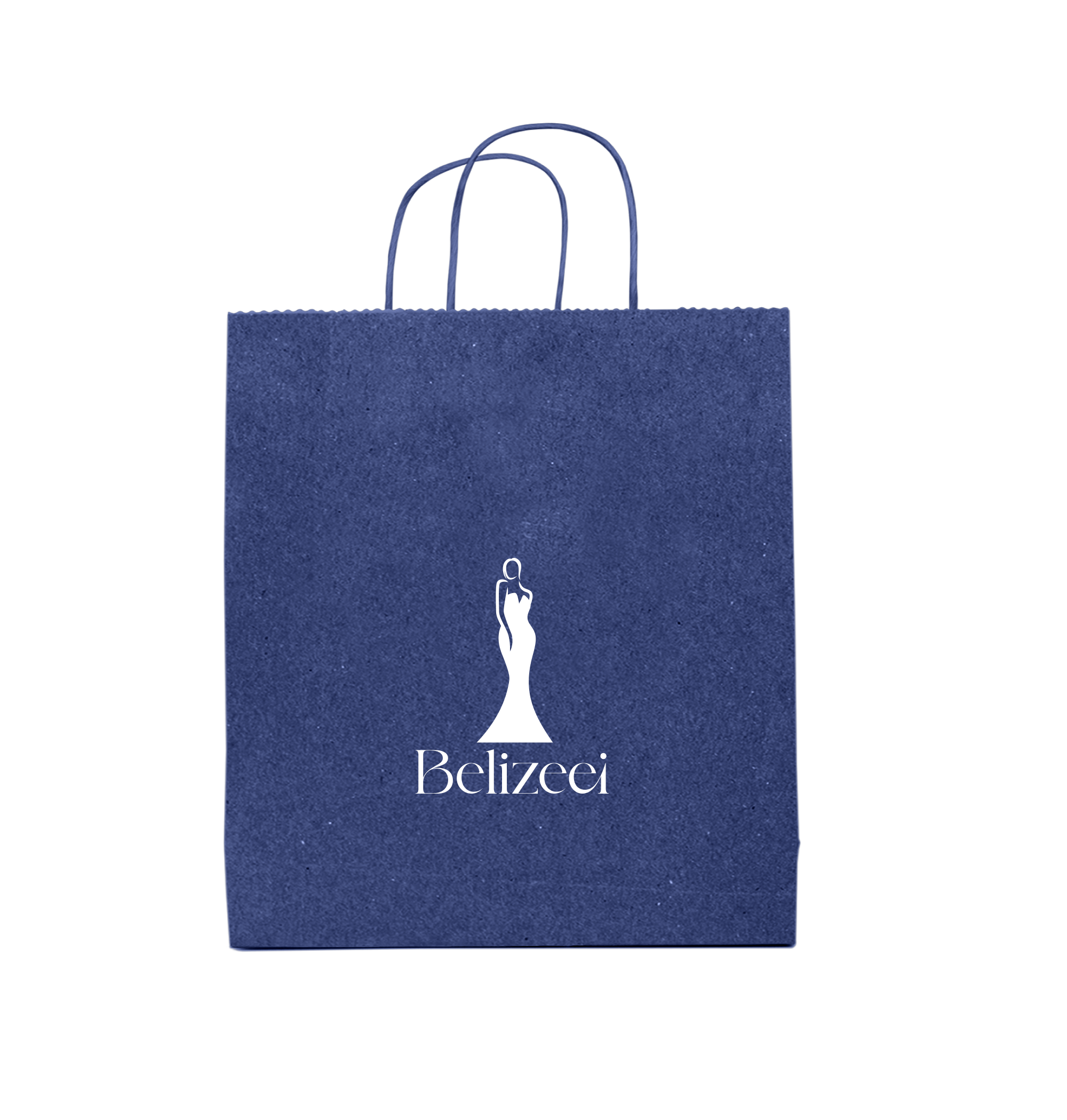 Tinted Color On Navy Blue Kraft Twisted Paper Shopper 8.75 X 3.5 X 9 IN