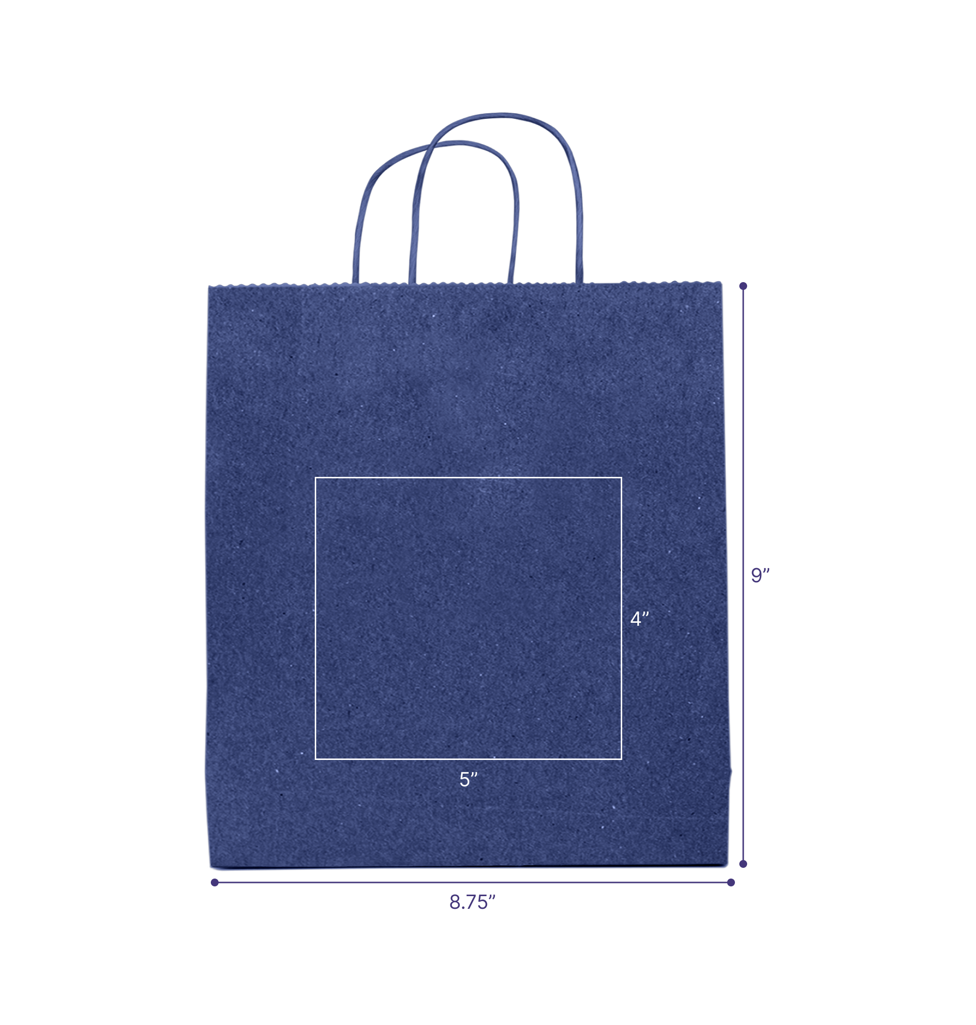 Tinted Color On Navy Blue Kraft Twisted Paper Shopper 8.75 X 3.5 X 9 IN