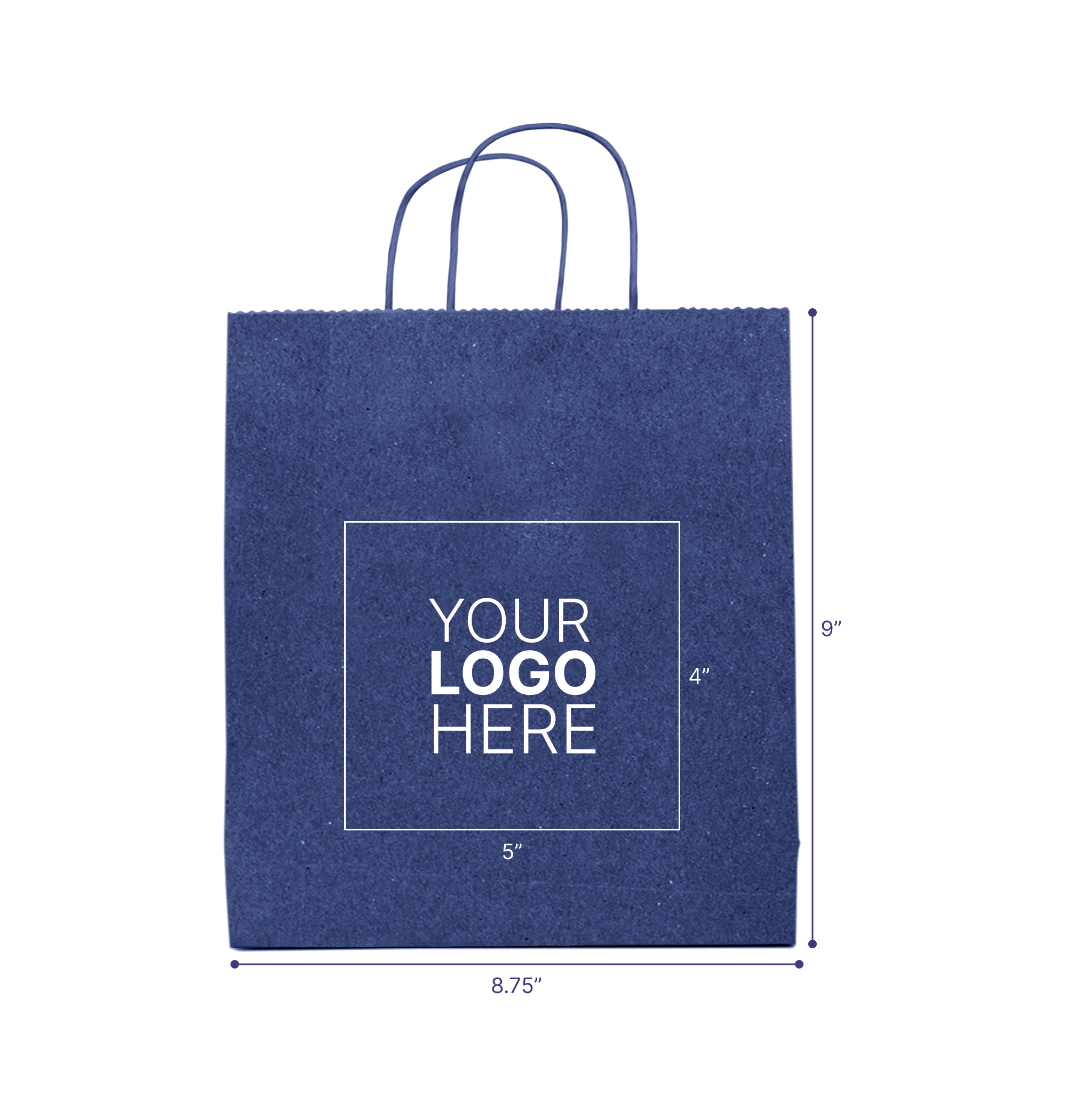 Tinted Color On Navy Blue Kraft Twisted Paper Shopper 8.75 X 3.5 X 9 IN