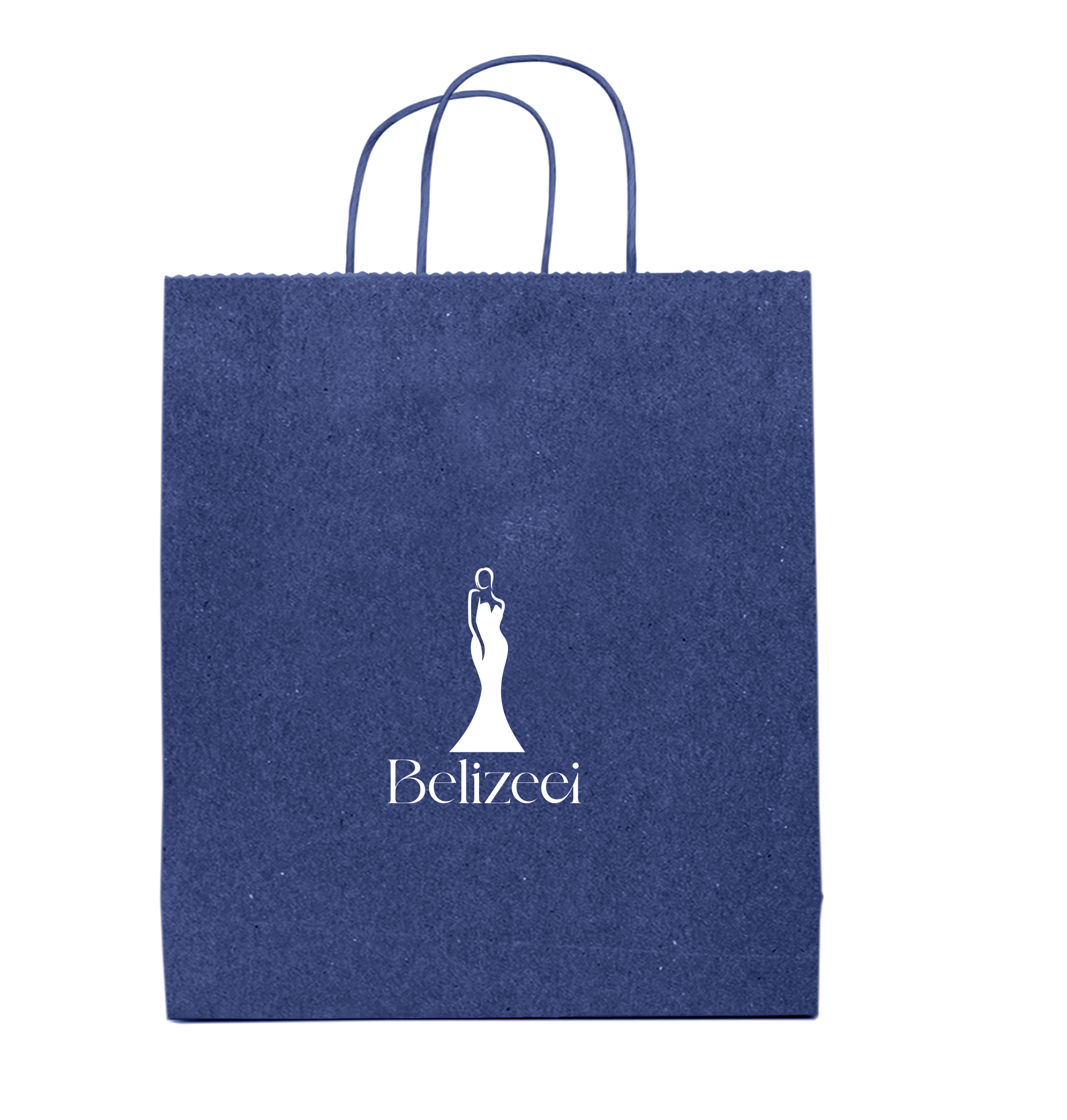 Tinted Color On Navy Blue Kraft Twisted Paper Shopper 12.5 X 4.75 X 15.75 IN