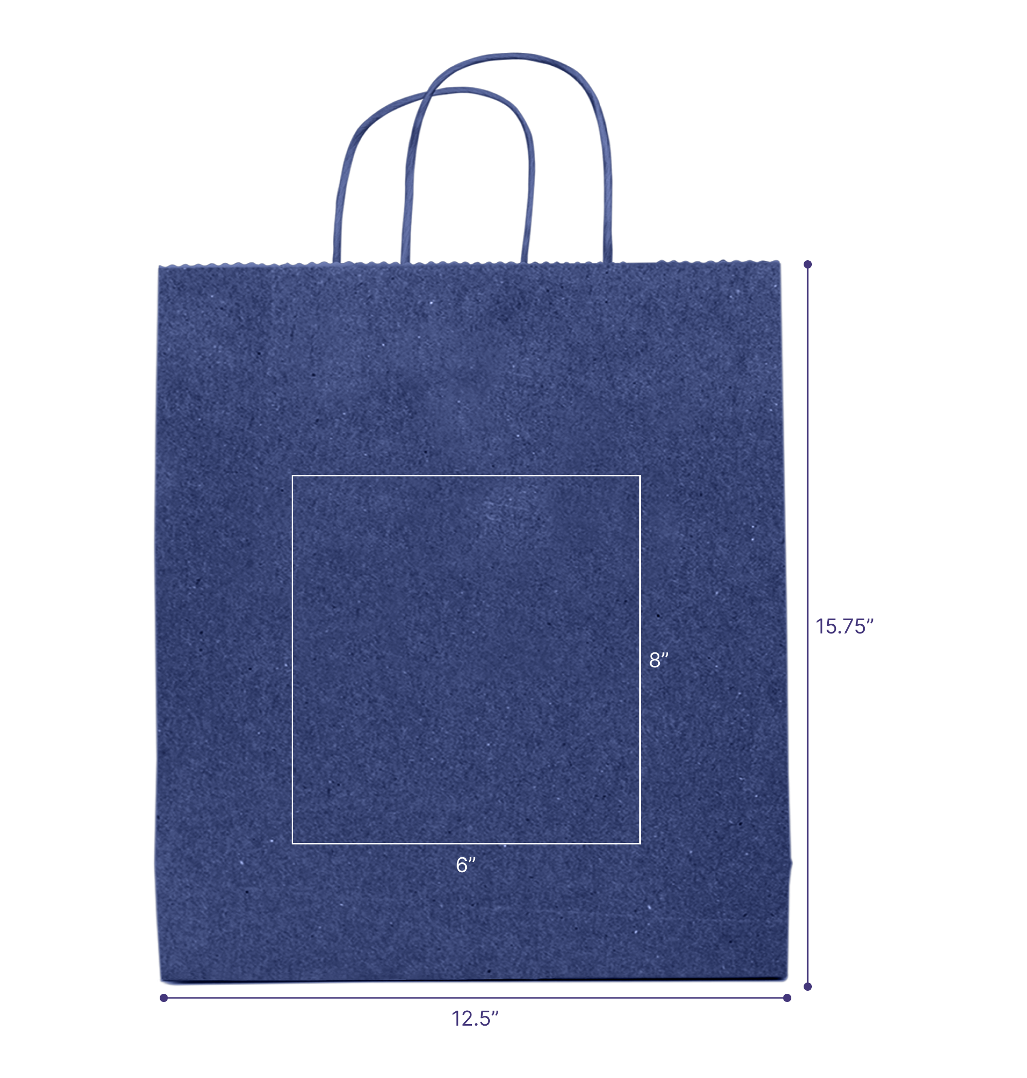 Tinted Color On Navy Blue Kraft Twisted Paper Shopper 12.5 X 4.75 X 15.75 IN