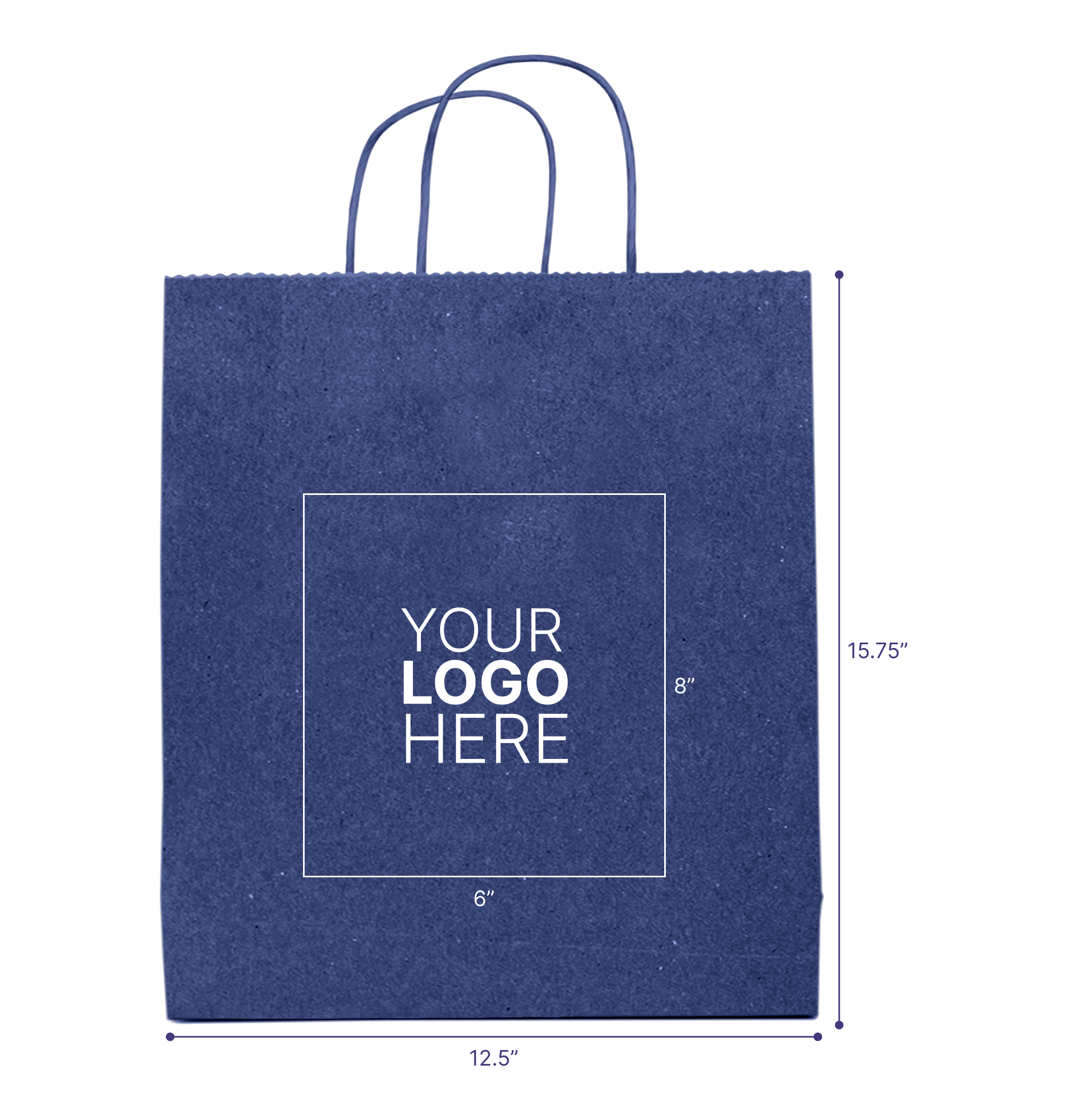 Tinted Color On Navy Blue Kraft Twisted Paper Shopper 12.5 X 4.75 X 15.75 IN