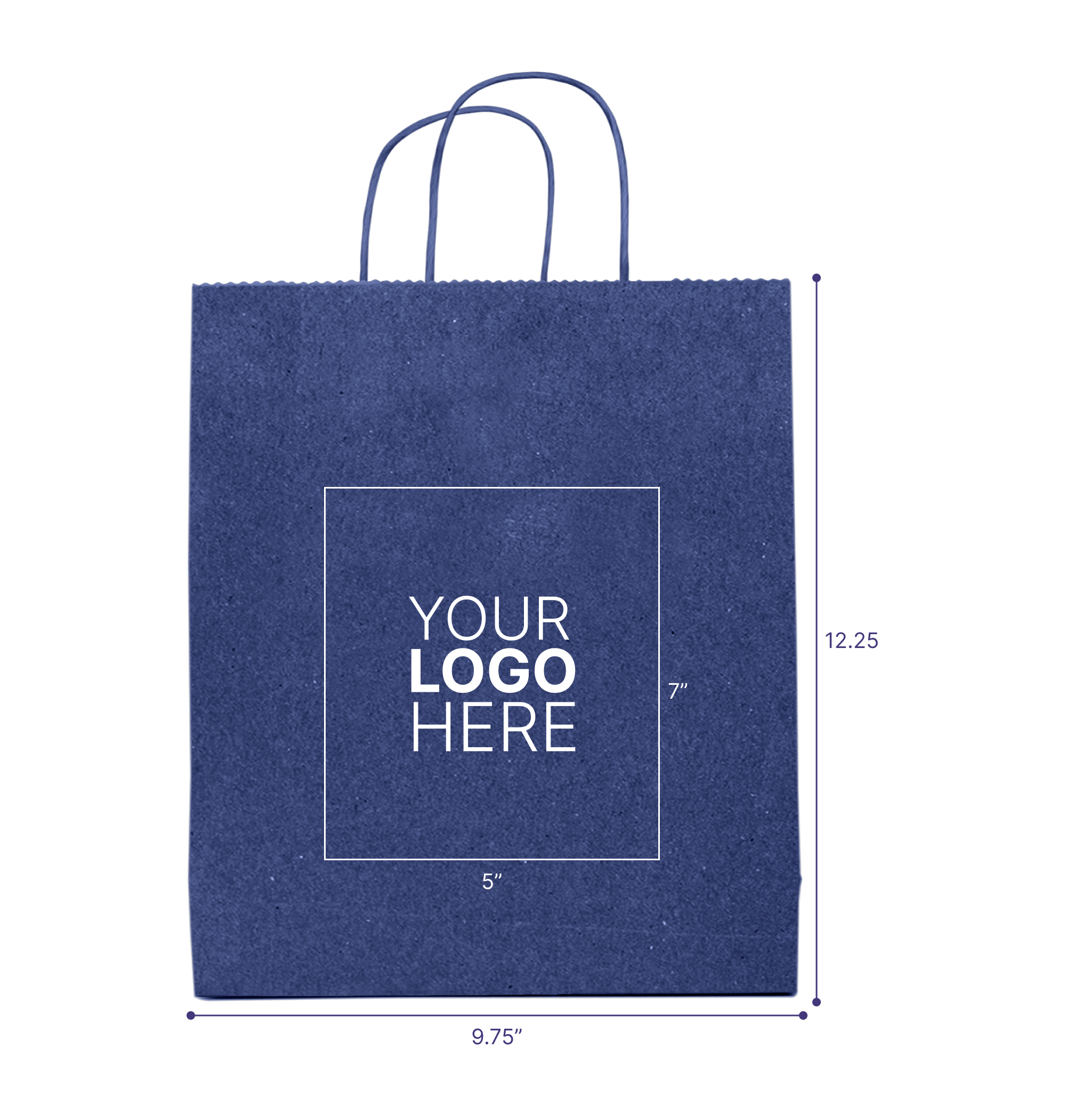 Tinted Color On Navy Blue Kraft Twisted Paper Shopper 9.75 X 4.25 X 12.25 IN