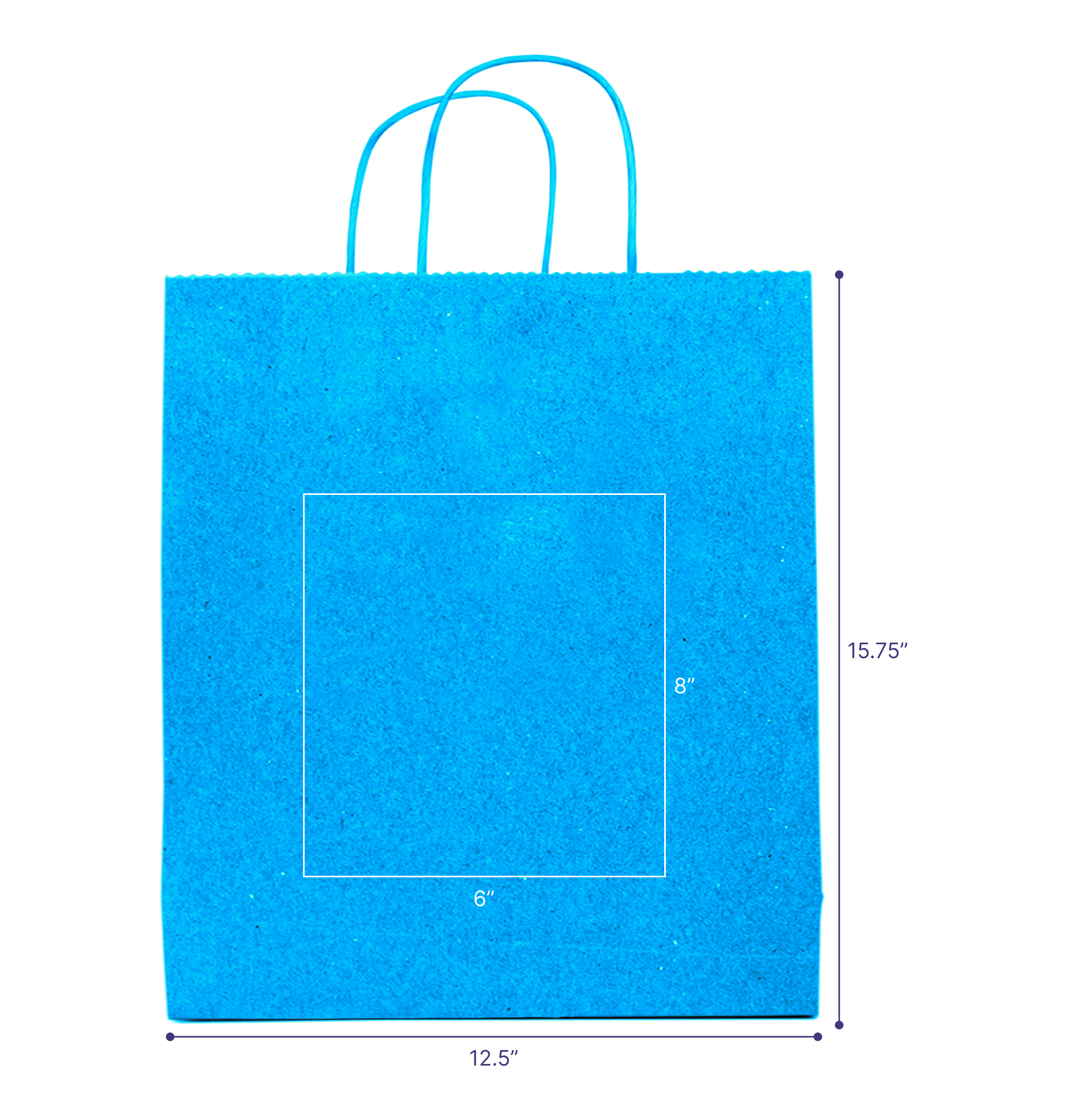 Tinted Color On Process Blue Kraft Twisted Paper Shopper 12.5 X 4.75 X 15.75