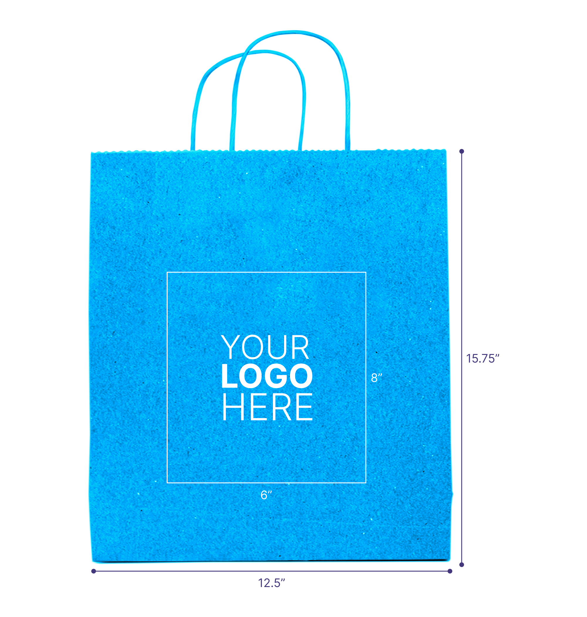 Tinted Color On Process Blue Kraft Twisted Paper Shopper 12.5 X 4.75 X 15.75