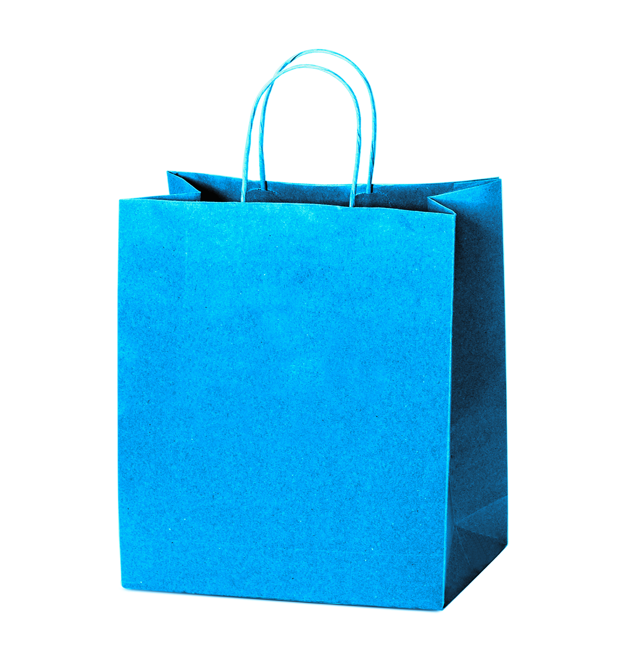 Tinted Color On Process Blue Kraft Twisted Paper Shopper 12.5 X 4.75 X 15.75