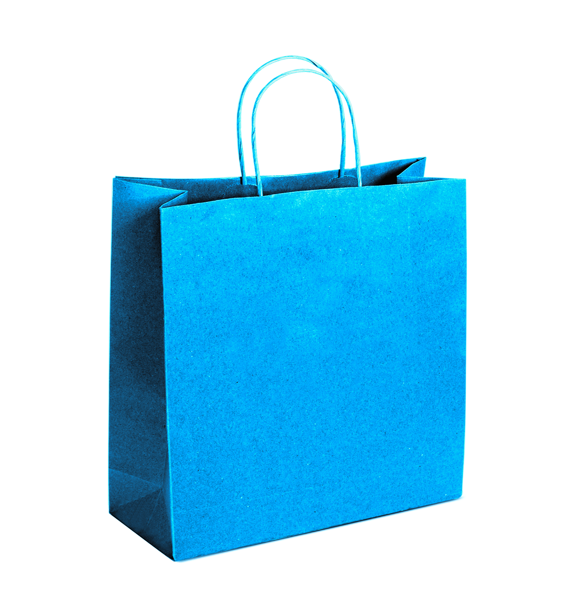 Tinted Color On Process Blue Kraft Twisted Paper Shopper 12.5 X 4.75 X 15.75