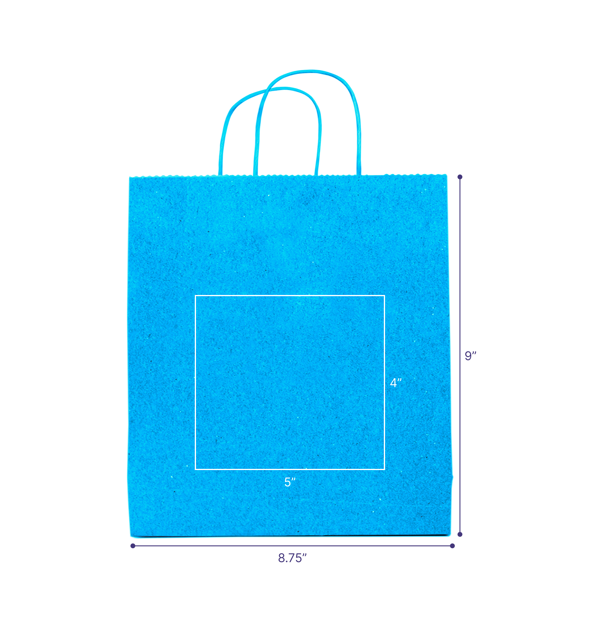 Tinted Color On Process Blue Kraft Twisted Paper Shopper 8.75 X 3.5 X 9 IN