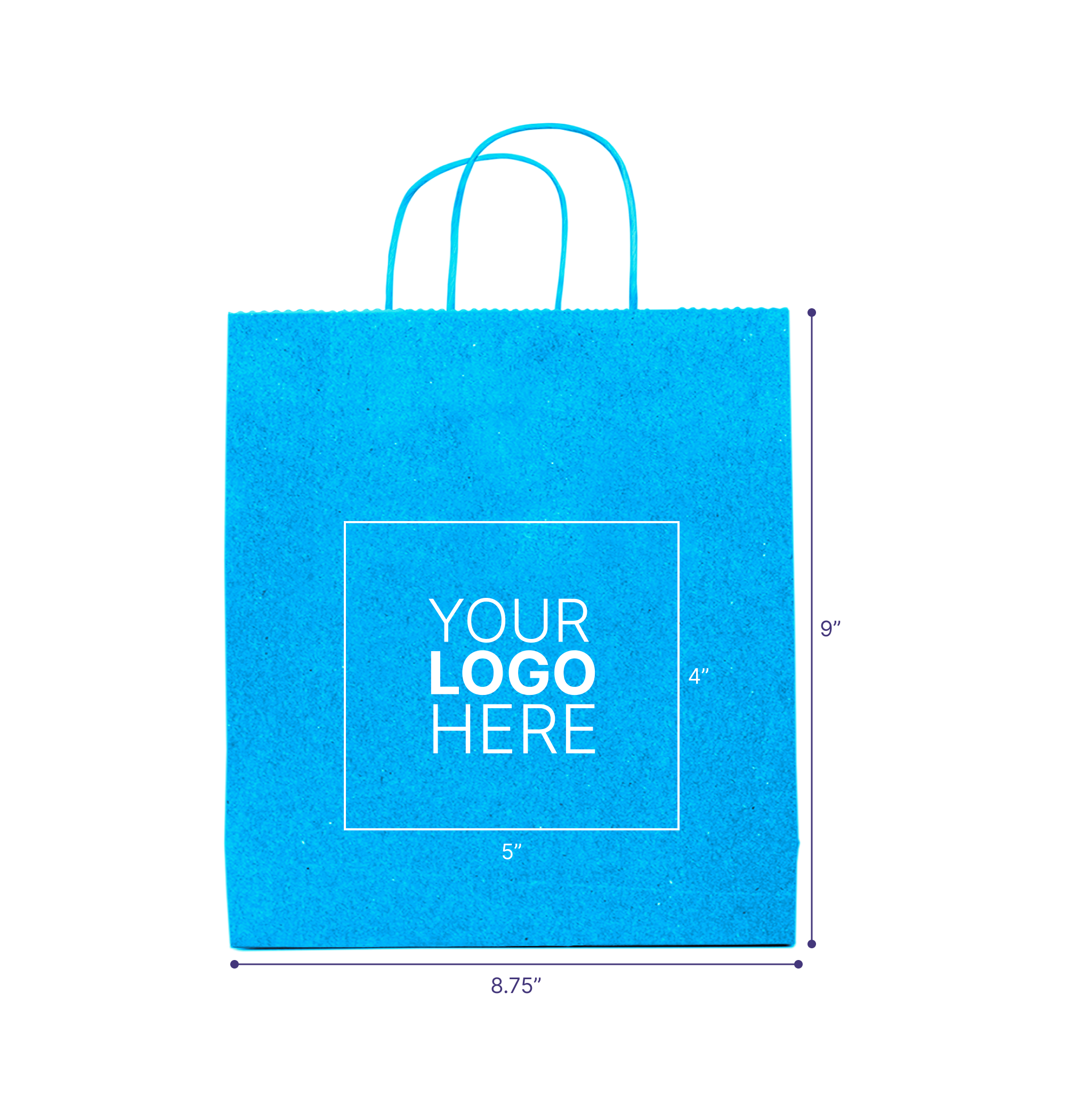 Tinted Color On Process Blue Kraft Twisted Paper Shopper 8.75 X 3.5 X 9 IN