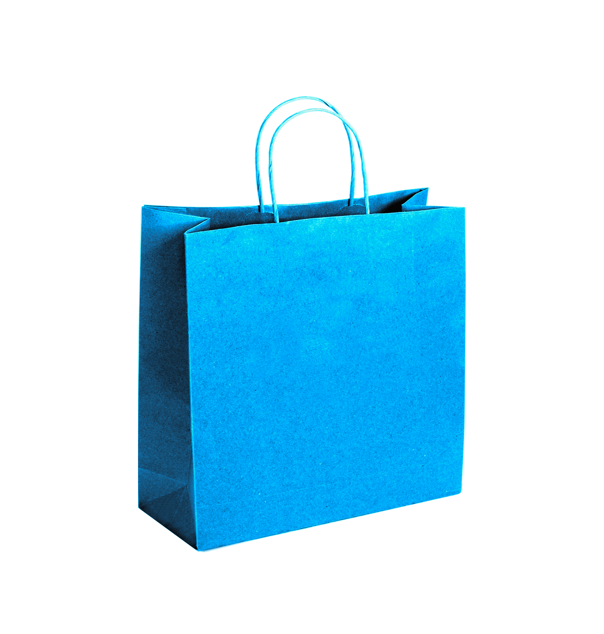 Tinted Color On Process Blue Kraft Twisted Paper Shopper 8.75 X 3.5 X 9 IN