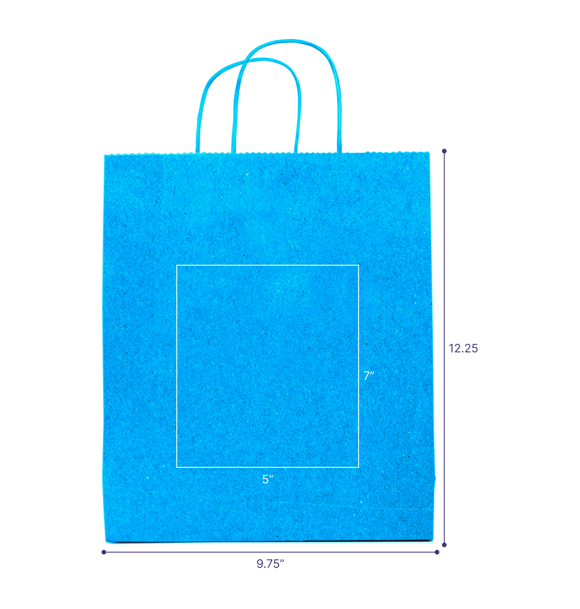 Tinted Color On Process Blue Kraft Twisted Paper Shopper 9.75 X 4.25 X 12.25 IN