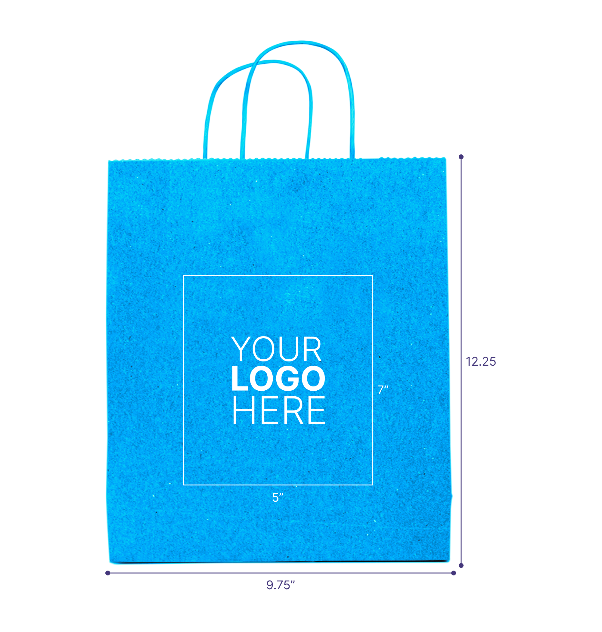 Tinted Color On Process Blue Kraft Twisted Paper Shopper 9.75 X 4.25 X 12.25 IN